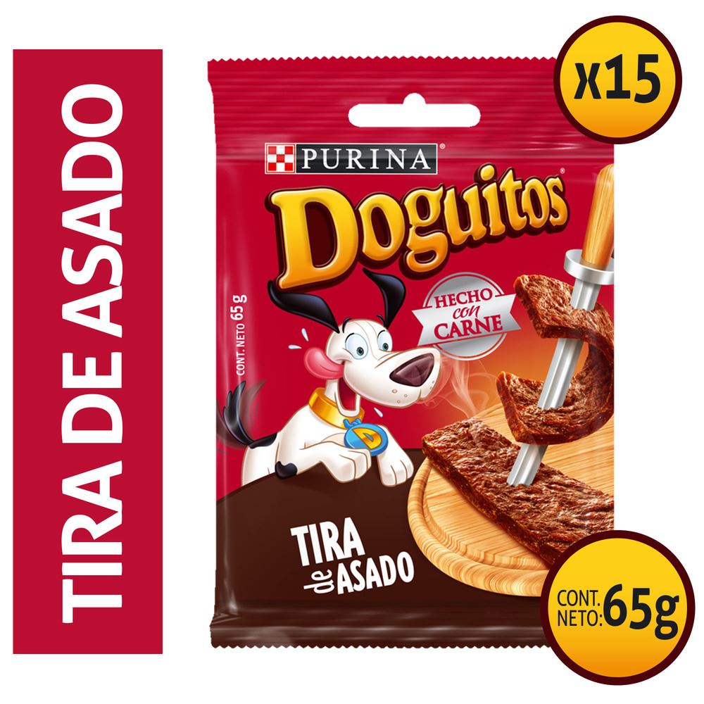 SNACK DE PERRO DOGUITOS TIRA ASADO 15x65G